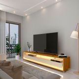 Rack Para Tv Até 75 Polegadas Com Led E Rodízios Requinte 172,5cm Gelius Móveis Naturale/off White