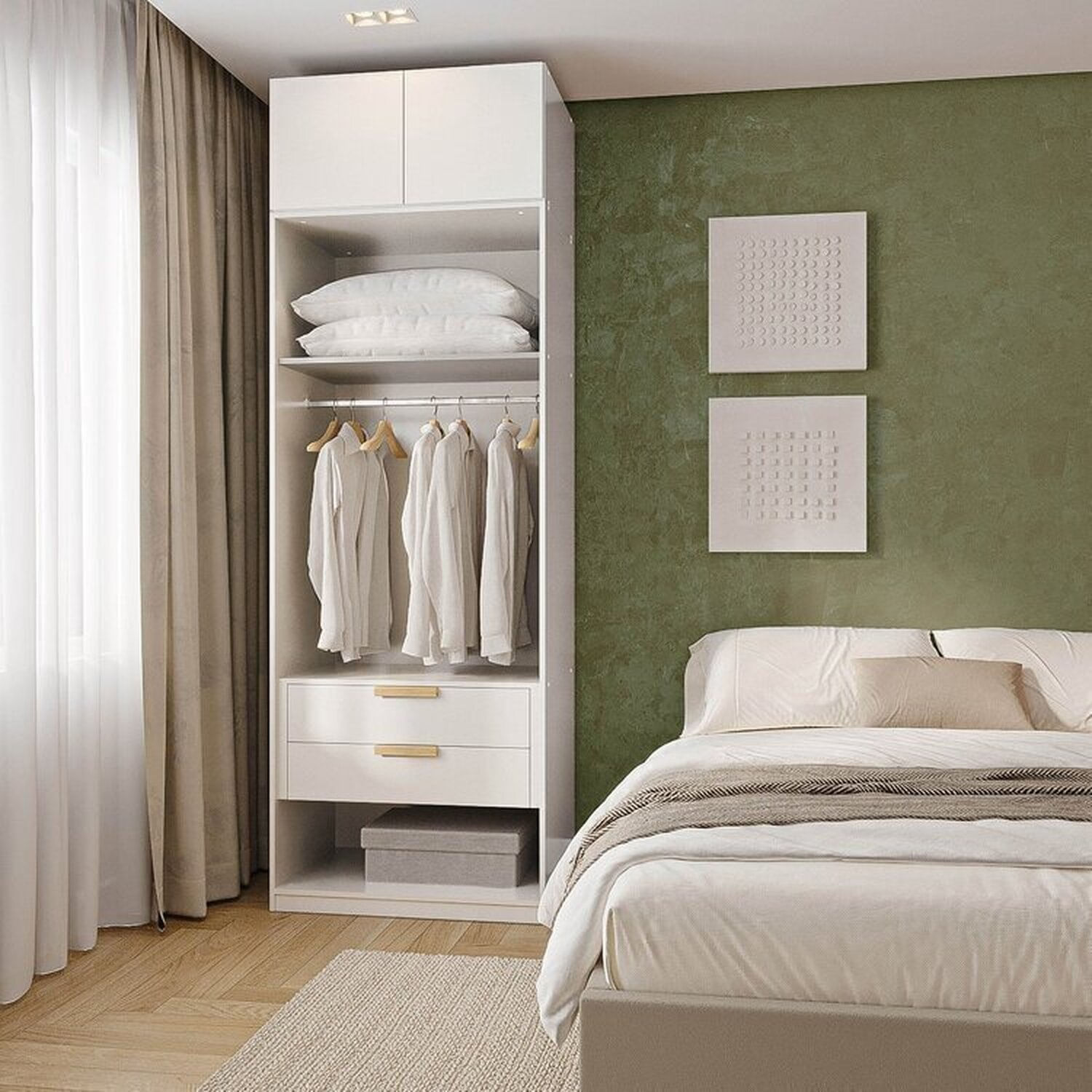 Guarda-roupa Modulado 2 Peças 2 Portas Jade Cabecasa Madeiramadeira Branco Fosco