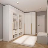 Guarda-roupa Modulado 10 Peças 14 Portas Jade Cabecasa Madeiramadeira Branco Fosco