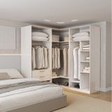 Guarda-roupa Modulado 3 Peças Sem Portas Jade Cabecasa Madeiramadeira Branco Fosco