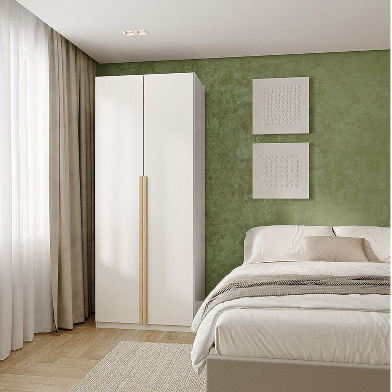 Guarda-roupa Modulado 2 Portas Com Prateleiras Jade Cabecasa Madeiramadeira Branco Fosco