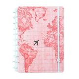 Caderno Inteligente By Gocase Mapa Mundi Rosa 80fls - Médio