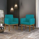 Kit 2 Poltronas Reforçadas Penteadeira Quarto Azul-turquesa