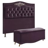 Cabeceira E Calçadeira Holanda 160cm Shop Das Cabeceiras Roxo