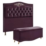 Cabeceira E Calçadeira Holanda 140cm Shop Das Cabeceiras Roxo