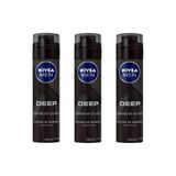 Espuma De Barbear Nivea Deep Black 200ml - Kit Com 3un