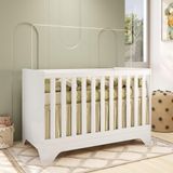 Berço Mini Cama 3 Em 1 Americano 100% Mdf Liam Retrô Espresso Móveis Branco