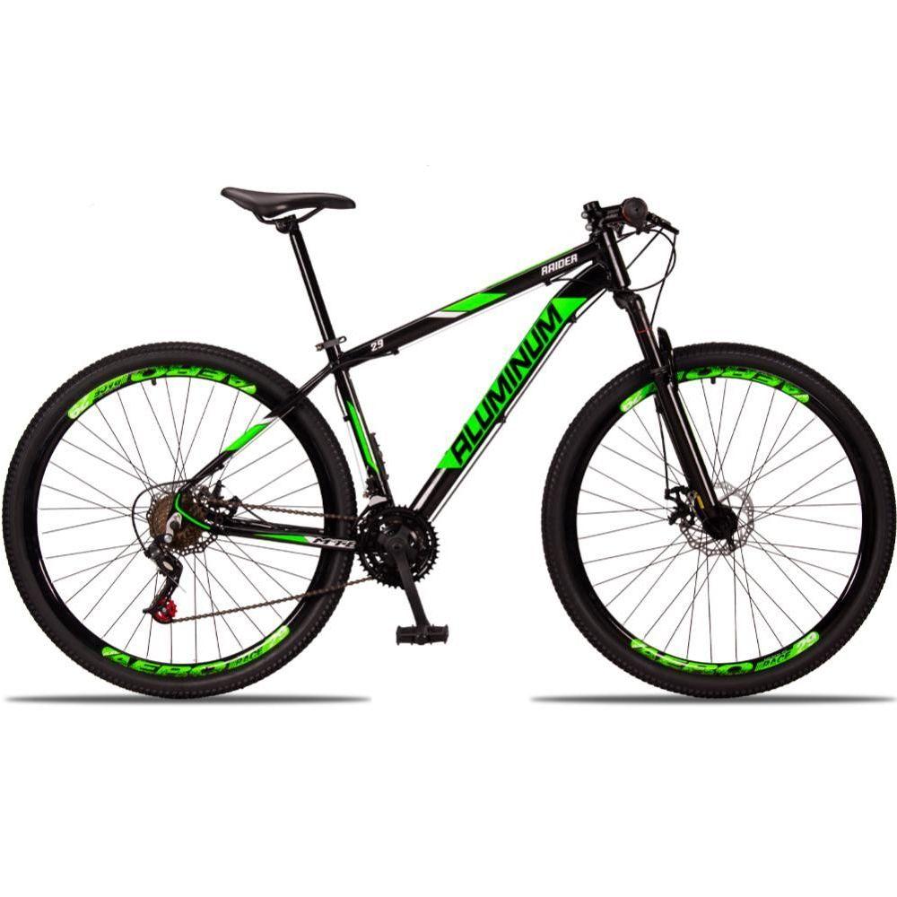 Bicicleta Raider Aluminum T17 Aro 29 Susp. Dianteira 21 Marchas - Preto/verde