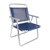 Cadeira De Praia Oversize 140kg Alumínio Reforçada Larga Mor Cor:azul Azul