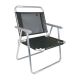Cadeira De Praia Oversize 140kg Alumínio Reforçada Larga Mor Cor:preto Preto