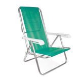 Cadeira De Praia Piscina Reclinável 8 Posições Alumínio Mor Cor:verde Verde
