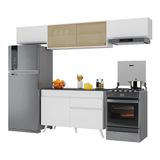 Armário De Cozinha Compacta 260cm Veneza Multimóveis V3698 Branco Branco