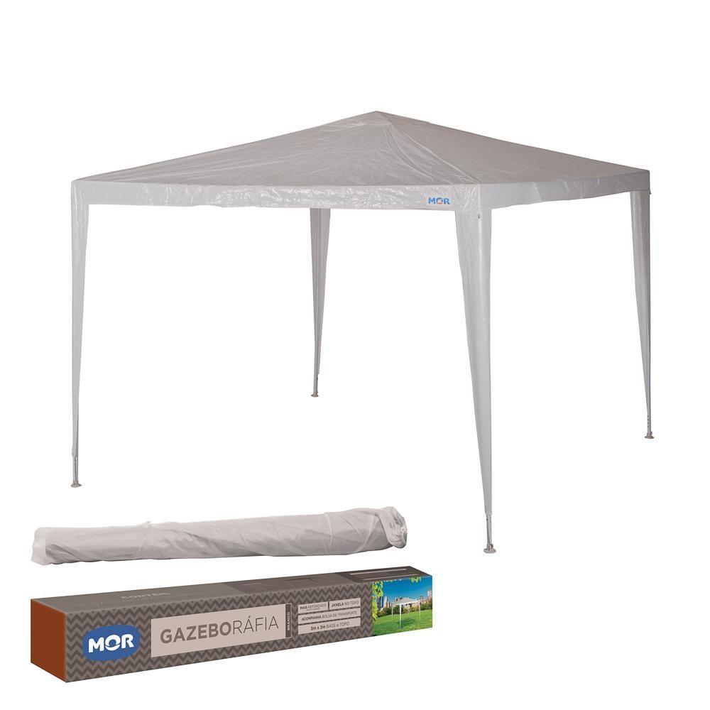 Tenda Praia Gazebo 3x3m Rafia Com Bolsa De Transporte Mor Cor:branco Branco