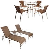 4 Cadeiras E Mesa Floripa Com 2 Espreguiçadeiras Catar Argila
