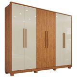 Guarda Roupa Mdf 6 Portas 6 Gavetas 8 Pés Cinamomo E Off