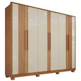 Guarda Roupa Mdf 6 Portas 6 Gavetas 8 Pés Cinamomo E Off