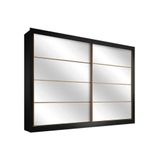 Guarda Roupa 2 Portas De Correr E 6 Gavetas C/ Espelho Sevilha Preto/branco Acetinado - Europa
