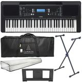 Kit Teclado Yamaha Psr-e373 Arranjador 61 Teclas Preto Tx01