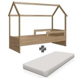 Cama Casinha Montessoriana Solteiro Aveiro Oak Sorriso