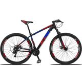 Bicicleta Aro 29 Ksw 27 Marchas Shimano, Freio Hidraulico-k7 - 17 Preto-azul E Vermelho