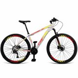 Bicicleta Aro 29 Cripto 18v Absolute Hidráulica K7 E Trava - 21&quot; Branco-amarelo E Vermelho