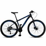 Bicicleta Aro 29 Cripto 21 Marchas Freios Disco C- Suspensão - Preto-azul - 15&quot; Preto-azul
