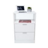 Mesa Cabeceira Criado Branco 2 Gavetas Mdf Lado Cama Quarto