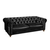 Sofá Para Barbearia 2,20m Chesterfield Living Corino Preto Shop Jm