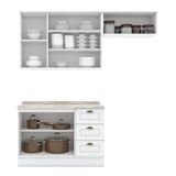 Cozinha Modulada Americana 3 Peças Branco Hp Com Tampo Calcare - Henn