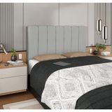 Cabeceira Casal Cinza Carla Para Cama Box 140cm Estofada