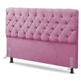 Cabeceira Cama Box Casal King Size Lylla 195cm Capitonê Com Frame Suede Rosa - Abmaza