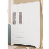 Guarda-roupa Infantil 4 Portas Com Janelas Retangulares E 2 Gavetas 100% Mdf Liam Branco Brilho