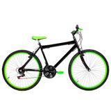 Bicicleta Masculina Aro 26 Mtb Alumínio Colorido 18 Marchas Cor Preta E Verde