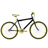Bicicleta Masculina Aro 26 Mtb Alumínio Colorido Cor Preta E Amarela