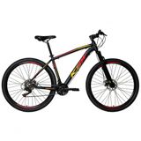 Bicicleta Aro 29 Ksw Xlt 24v Freio A Disco Suspensão Mountain Bike Alumínio Preto-vermelho-amarelo 21