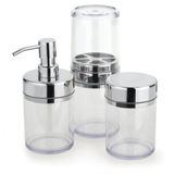 Kit Banheiro Acessórios Lavabo Acquaset Transparente 3 Peças