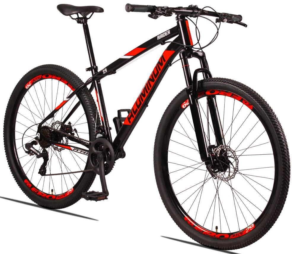 Bicicleta Raider Aluminum T19 Aro 29 Susp. Dianteira 24 Marchas - Preto/vermelho