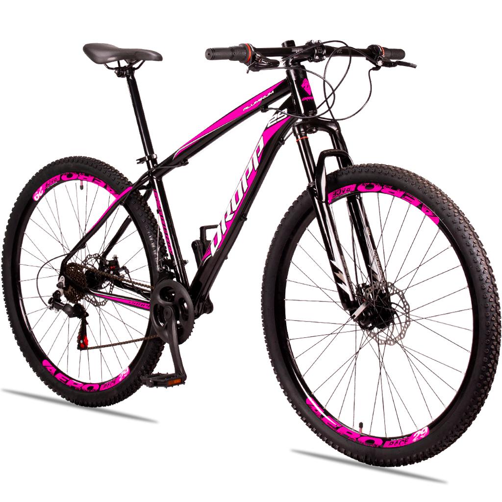 Bicicleta Dropp Aluminum T15 Aro 29 Susp. Dianteira 21 Marchas - Preto/rosa