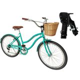 Bicicleta Aro 26 Com Cadeirinha Infantil 6v Com Vime Verde