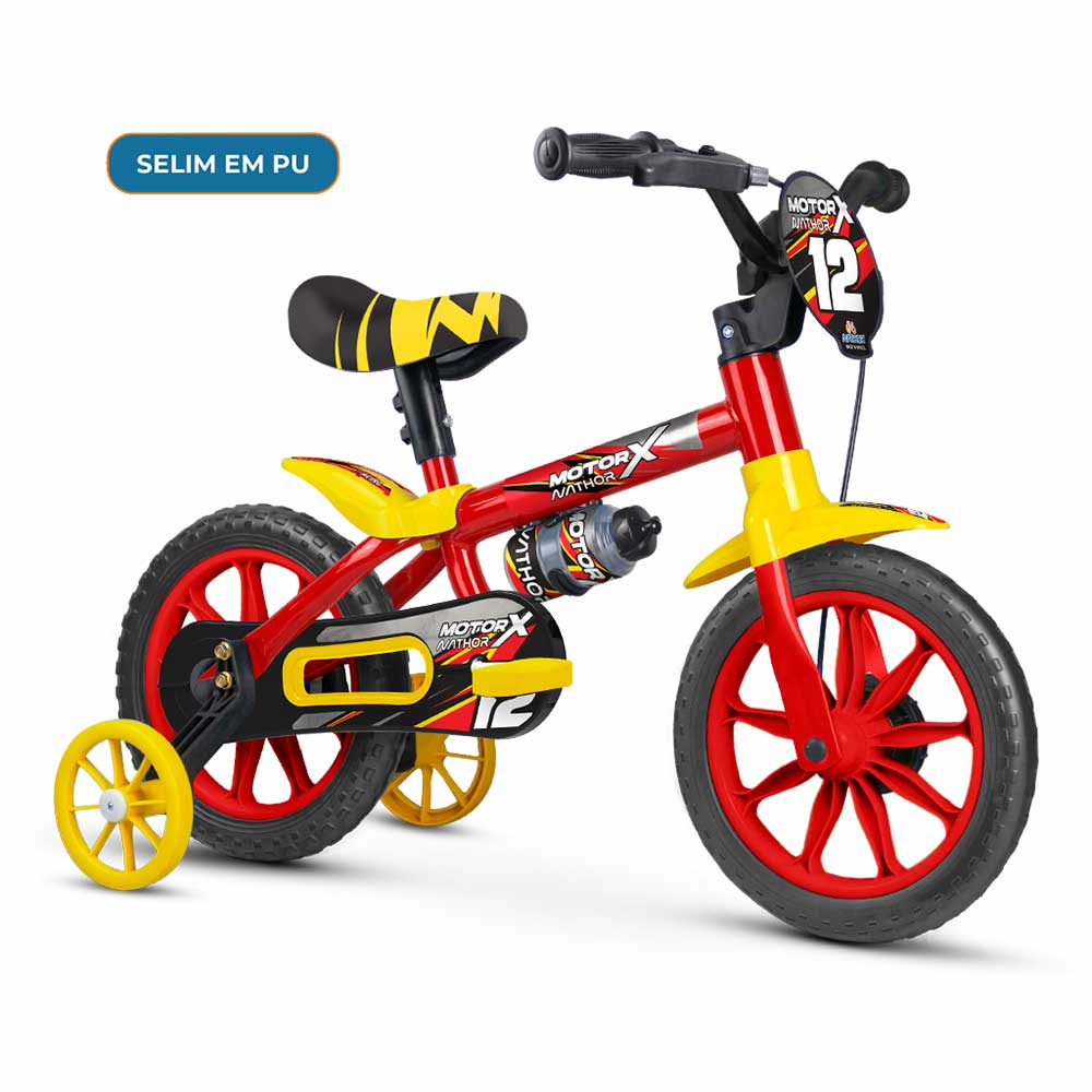 Bicicleta Infantil Com Rodinhas Aro 12 Selim Pu Motor X Vermelho Nathor