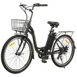 Bicicleta Eletrica Para Adultos 7 Velocidades Ate 64km Com Cesta, 36v 350w, Ecotric, Preta