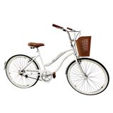 Bicicleta Aro 26 Retrô Vintage Adulto Cesta Plástica Branco