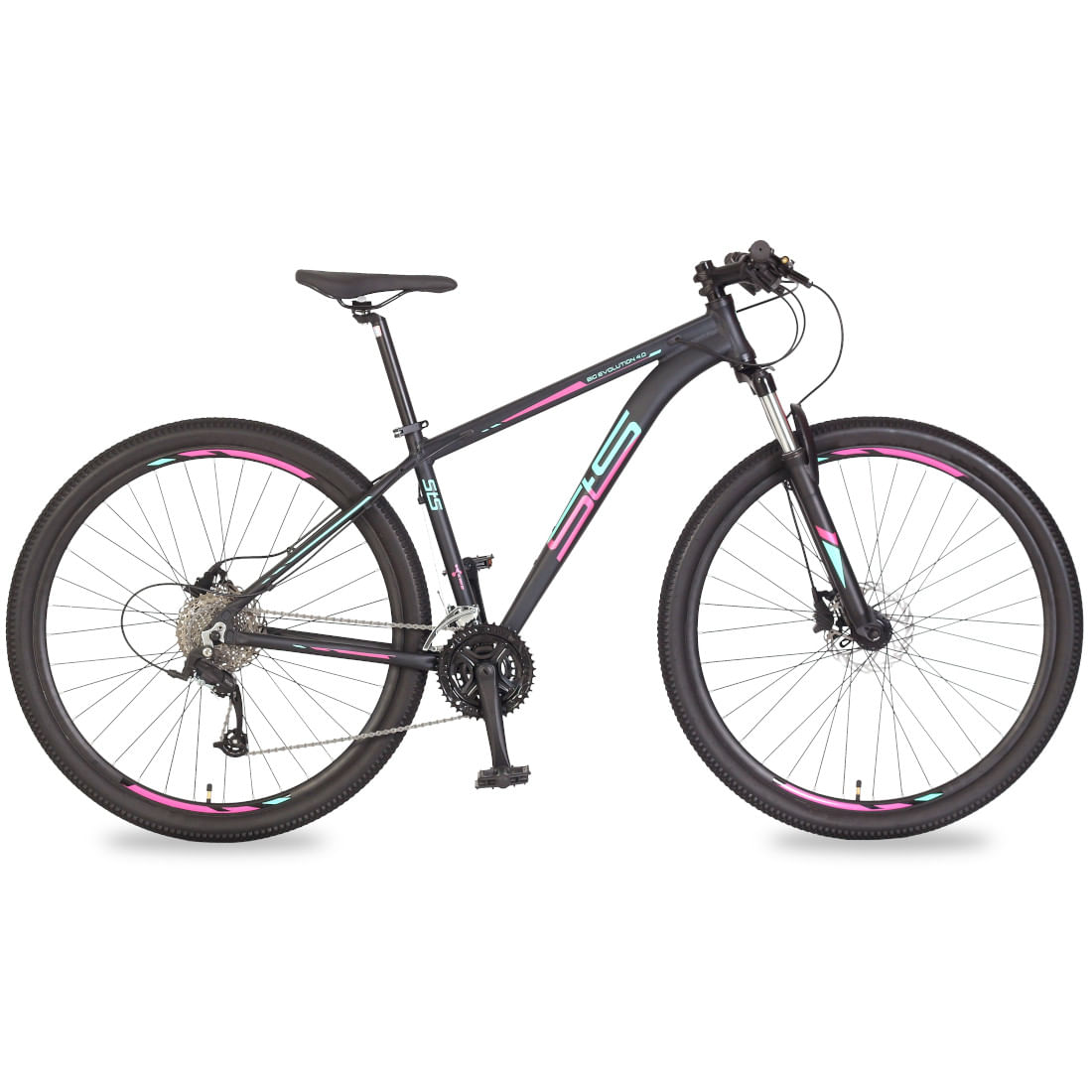 Bicicleta Status Bike Big Evolution 4.0 Aro 29 Susp. Dianteira 27 Marchas - Preto/rosa