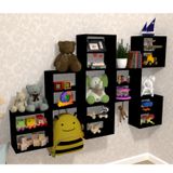 Kit 7 Nichos Cubo com 1 Prateleira Lema Kit Cubos Baby Bramov Móveis Preto