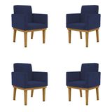 Kit 4 Poltronas Azul Marinho Reforçadas Penteadeira Quarto