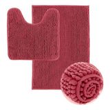 Jogo Tapete De Banheiro Macarrão 2 Peças - Vermelho
