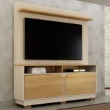 Home Theater 2 Portas Painel Em Mdf Fresado Berlim Off White/cinamomo