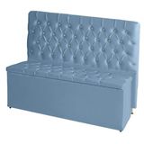 Kit De Quarto Cabeceira De Cama Box E Calçadeira Baú Casal Queen 160cm Suede Botão Strass Azul