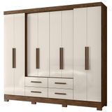 Guarda Roupa Casal San Lorenzo 8 Portas E 4 Gavetas Castanho Wood/off White - Moval