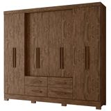 Guarda Roupa Casal San Lorenzo 8 Portas E 4 Gavetas Castanho Wood - Moval